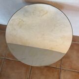 Vintage pedestal table design mirror glass and brass