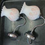2 appliques opaline et brodées rose
