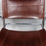 Pair of armchairs chromed metal and leather, 60 years