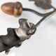 Signed Hand-Forged Iron & Wood Acorn Coat Rack, 1960s