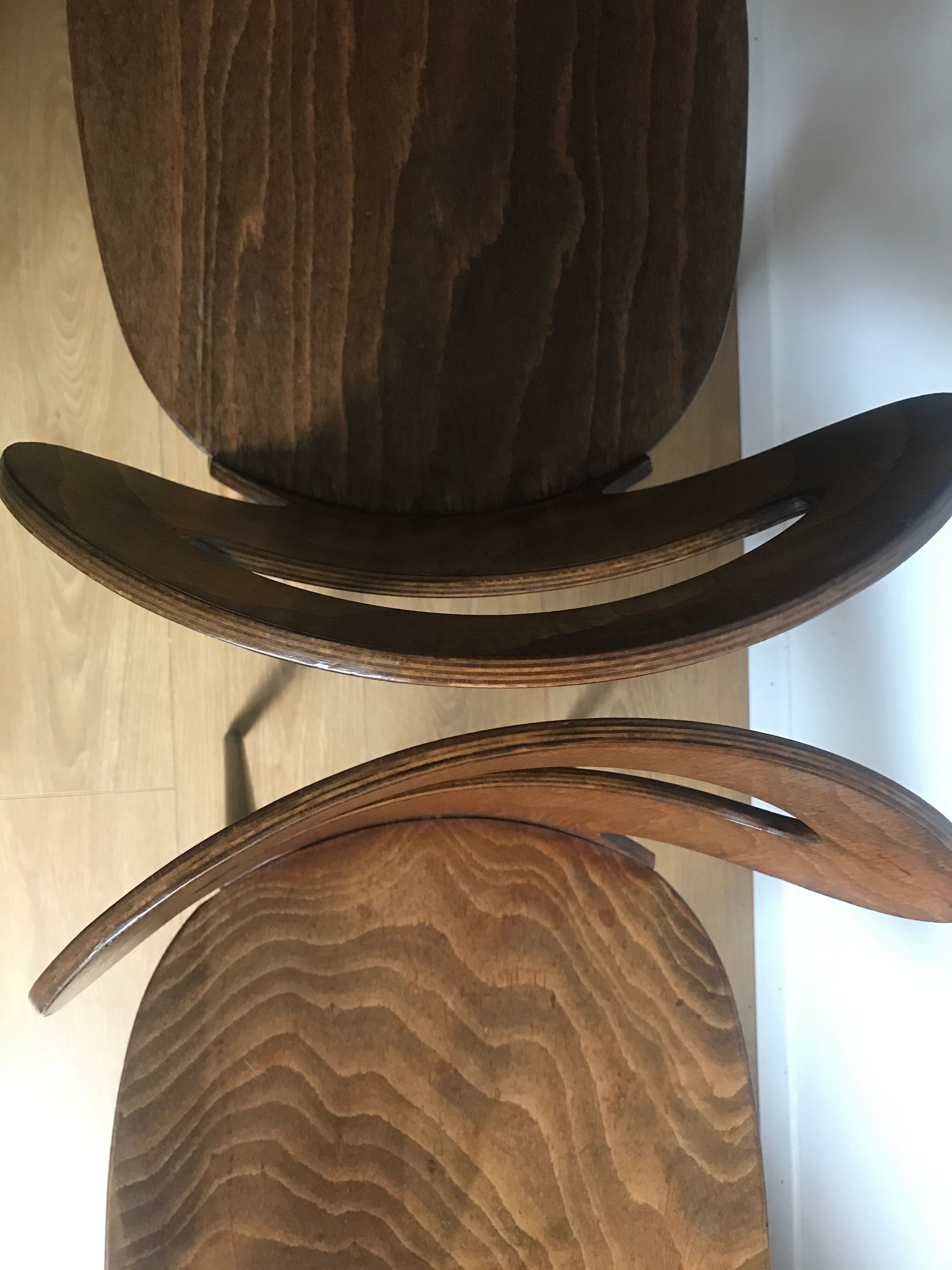 Pair of bistro chairs "rustic" model of baumann called "ant"