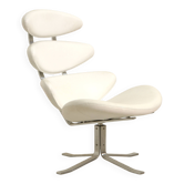 "Corona" lounge chair in white leather by Poul Volther for Erik Jørgensen