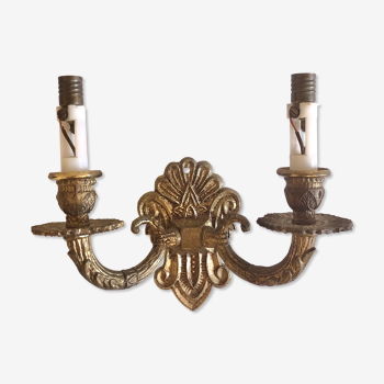 Double art deco brass wall lamp