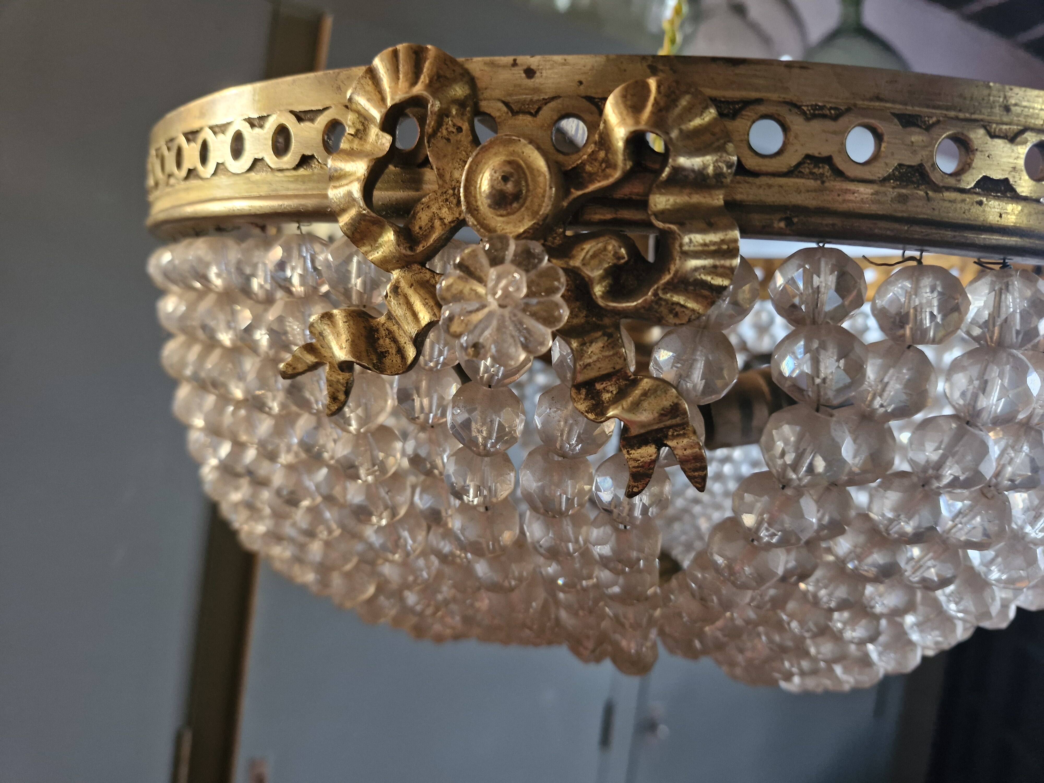 Large ceiling light Demi Montgolfière in bronze with 5 lights - 19th century period