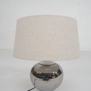 White and silver ceramic table light attrb. to Bitossi, Italy 1970's