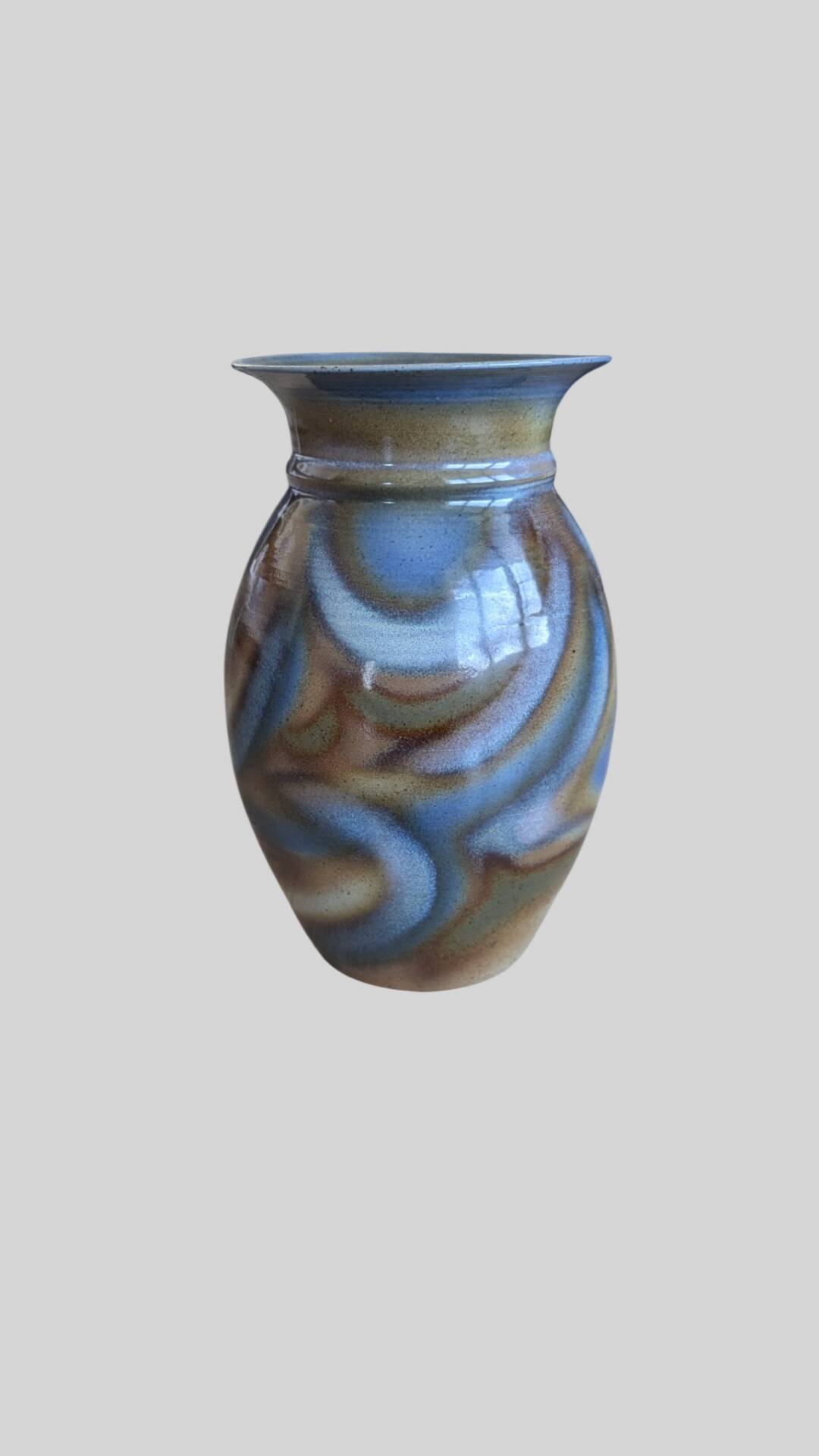 Large glazed stoneware vase signed JM – Jean-Marie Delahaye – 30 cm