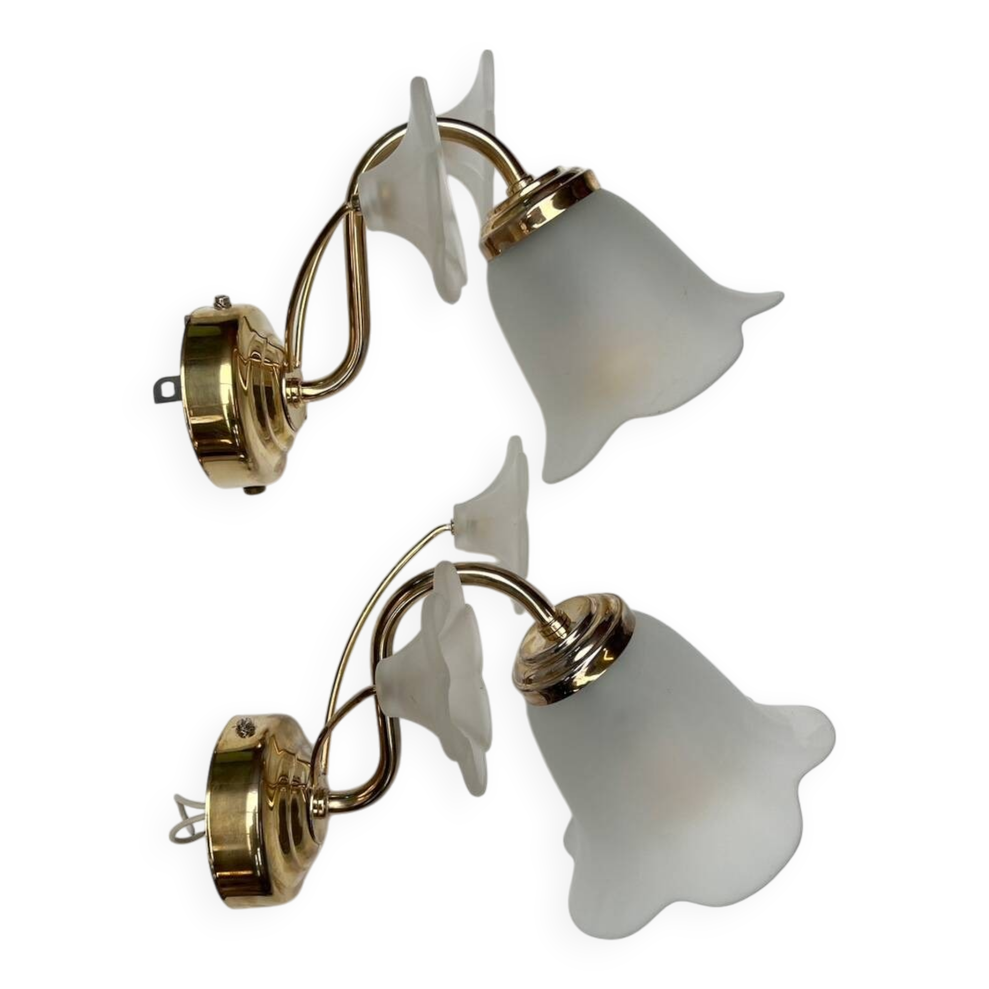 Set of 2 brass Art Deco wall lamps flower, 1960’s