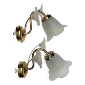 Lot de 2 appliques fleurs Art Déco en laiton, années 1960