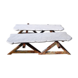 Pair of White Marble Shelves