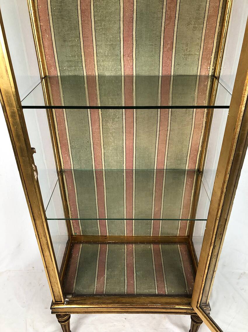 Louis XVI style showcase in wood and gilded stucco, circa 1900