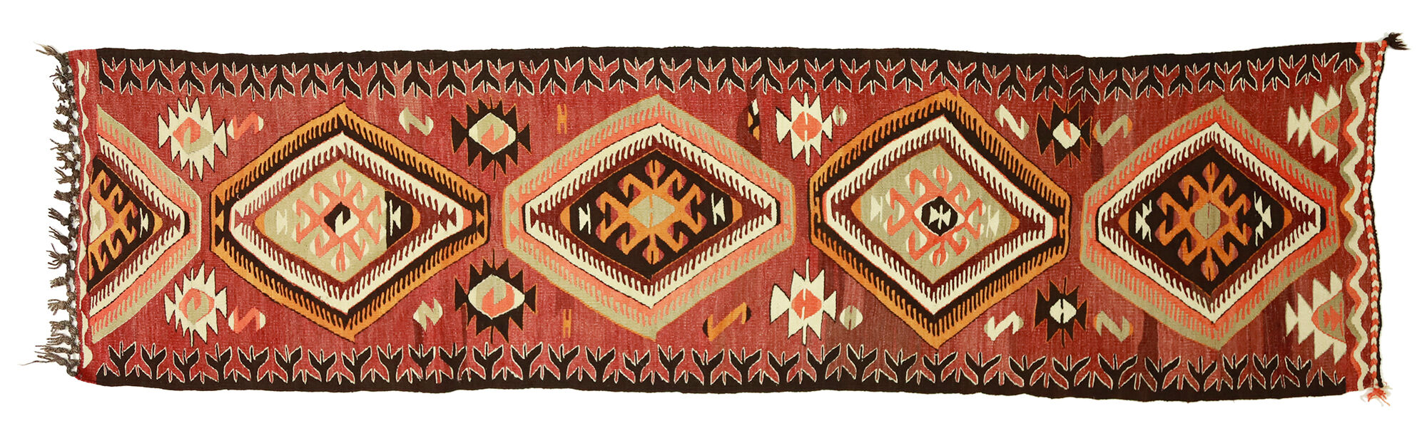 Tapis kilim artisanal anatolien 337 cm x 80 cm