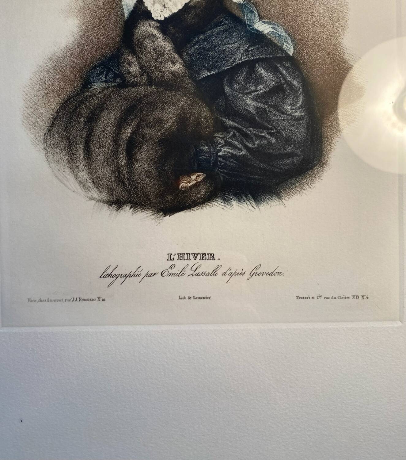 Painting "Winter" by Émile Lassalle, gilded frame