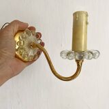 Pair of glass and gold metal wall lights from the 1960s