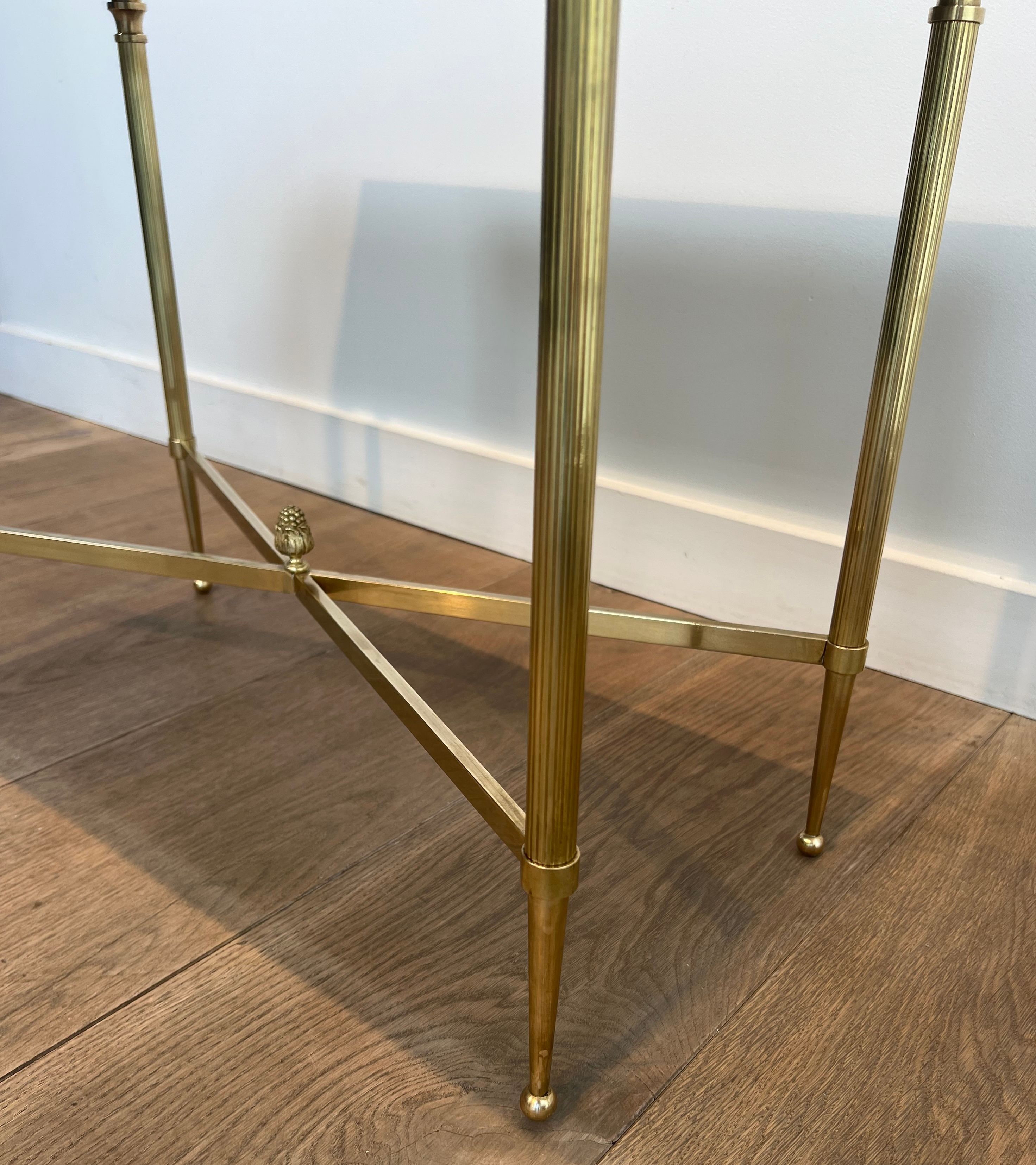 Pair of brass side tables with antique mirrored tops from Maison Jansen
