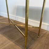 Pair of brass side tables with antique mirrored tops from Maison Jansen