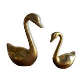 Duo de cygnes anciens en laiton
