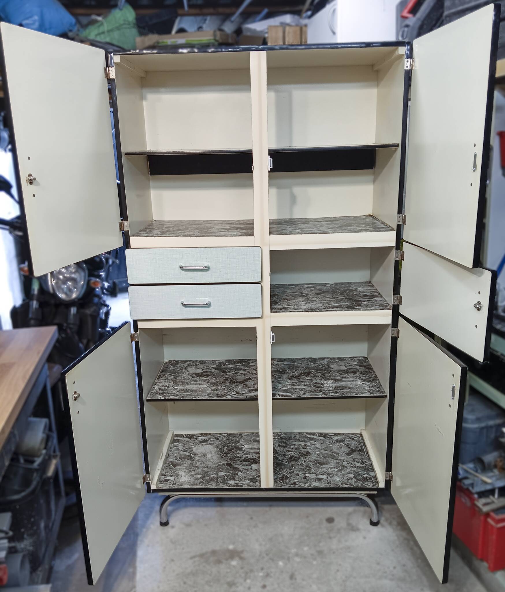 Buffet colonne vintage Formica bleu-vert
