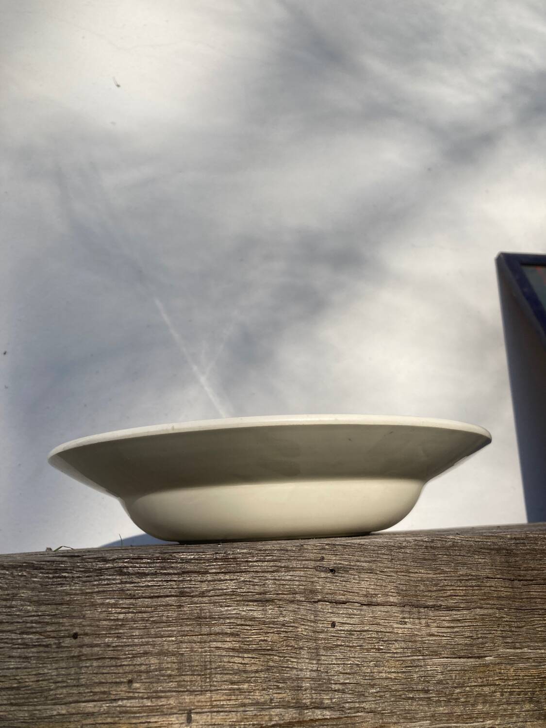 Blue earthenware salad bowl Moulin des loups