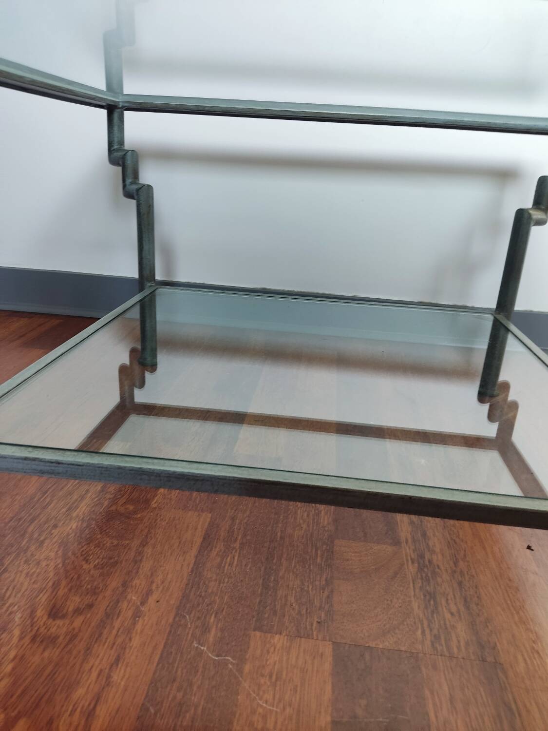 Glass and wrought iron coffee table