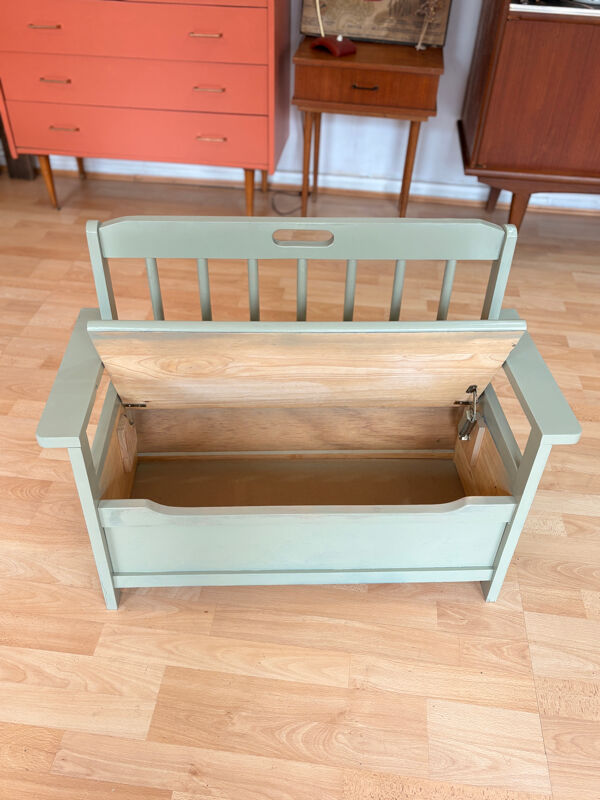 Banc enfant coffre à jouet vert céladon