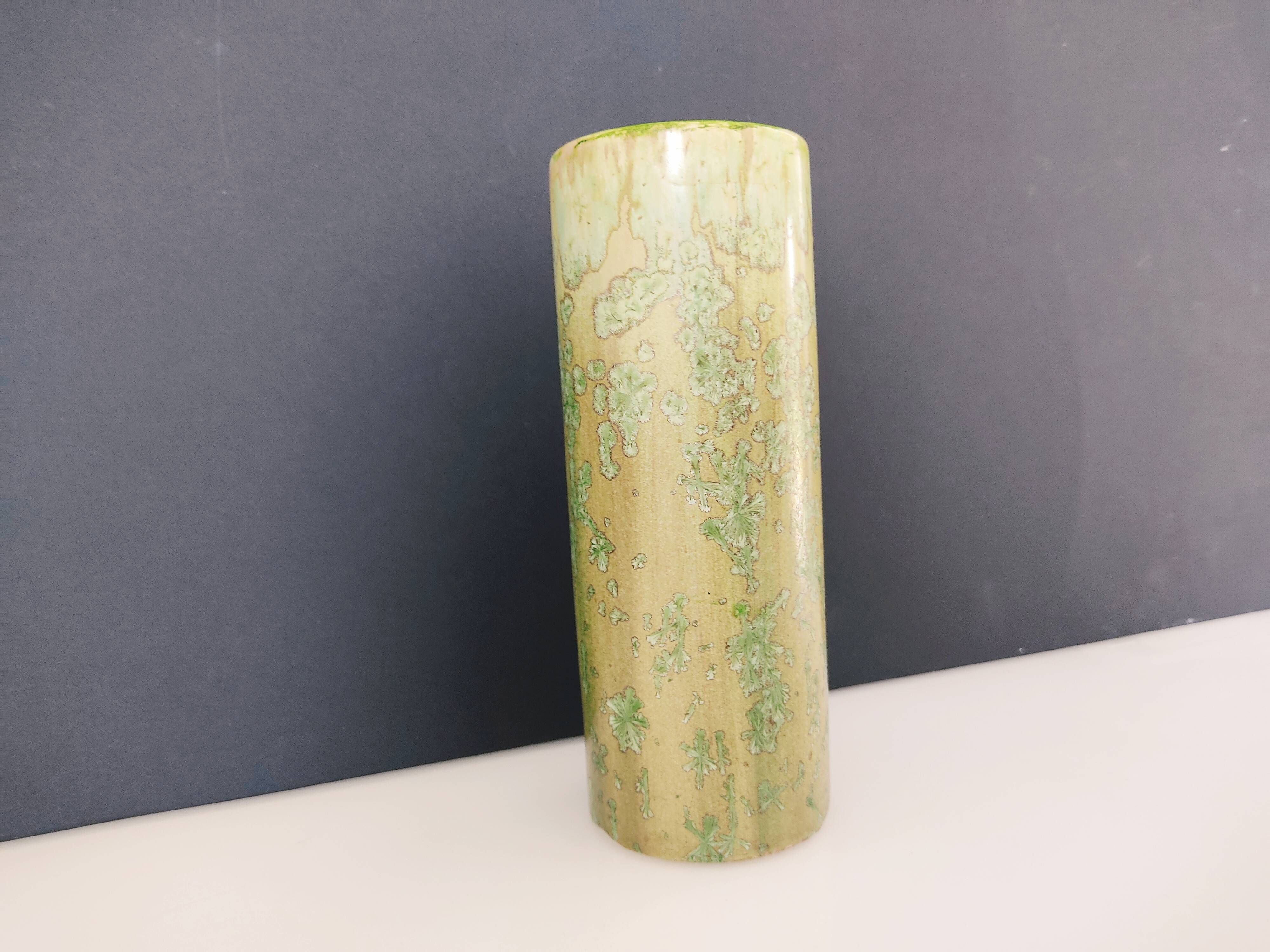 Pale green ceramic roller vase
