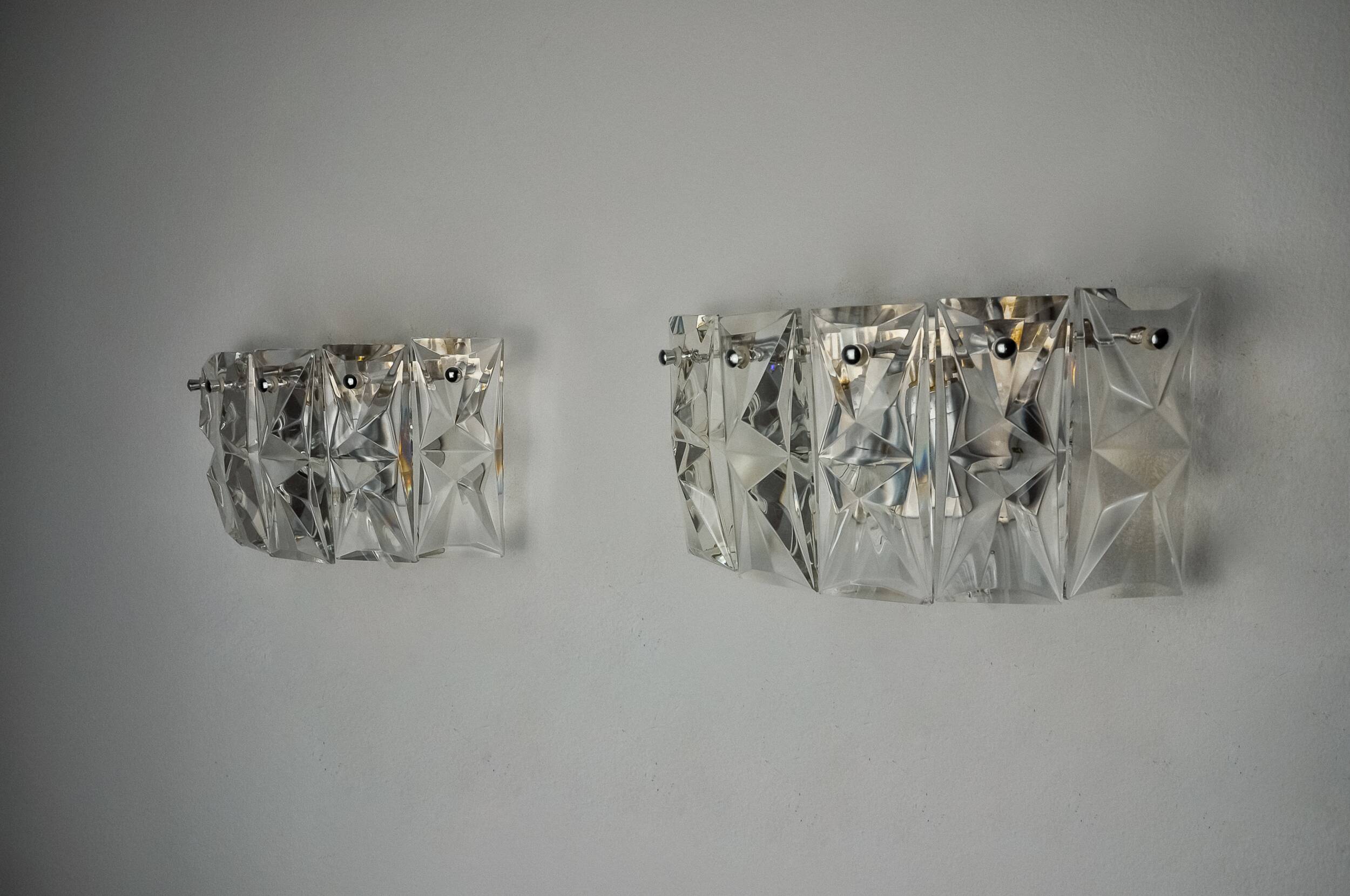 Pair of Kinkeldey sconces, cut crystals, Germany, 1970