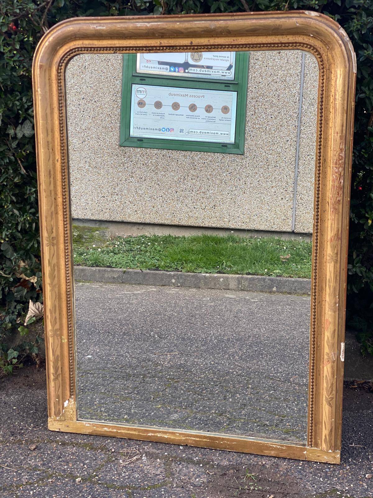 Louis Philippe mirror in solid wood and gilded stucco 19th century 125x80cm