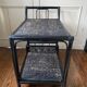 Black service in wood and rattan 70s