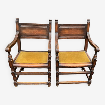 2 paire de fauteuil chaise trône renaissance espagnole