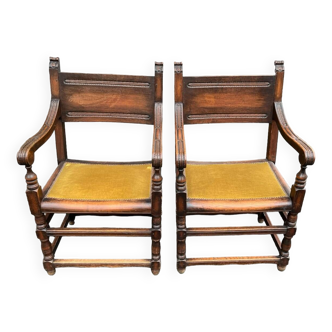 2 paire de fauteuil chaise trône renaissance espagnole