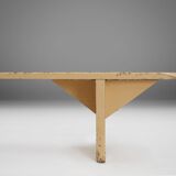 Rustic hand crafted Beige Wooden Bench, France, 1900s