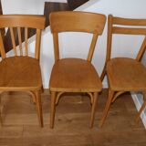Set of 6 Baumann chairs, light beech, 1960