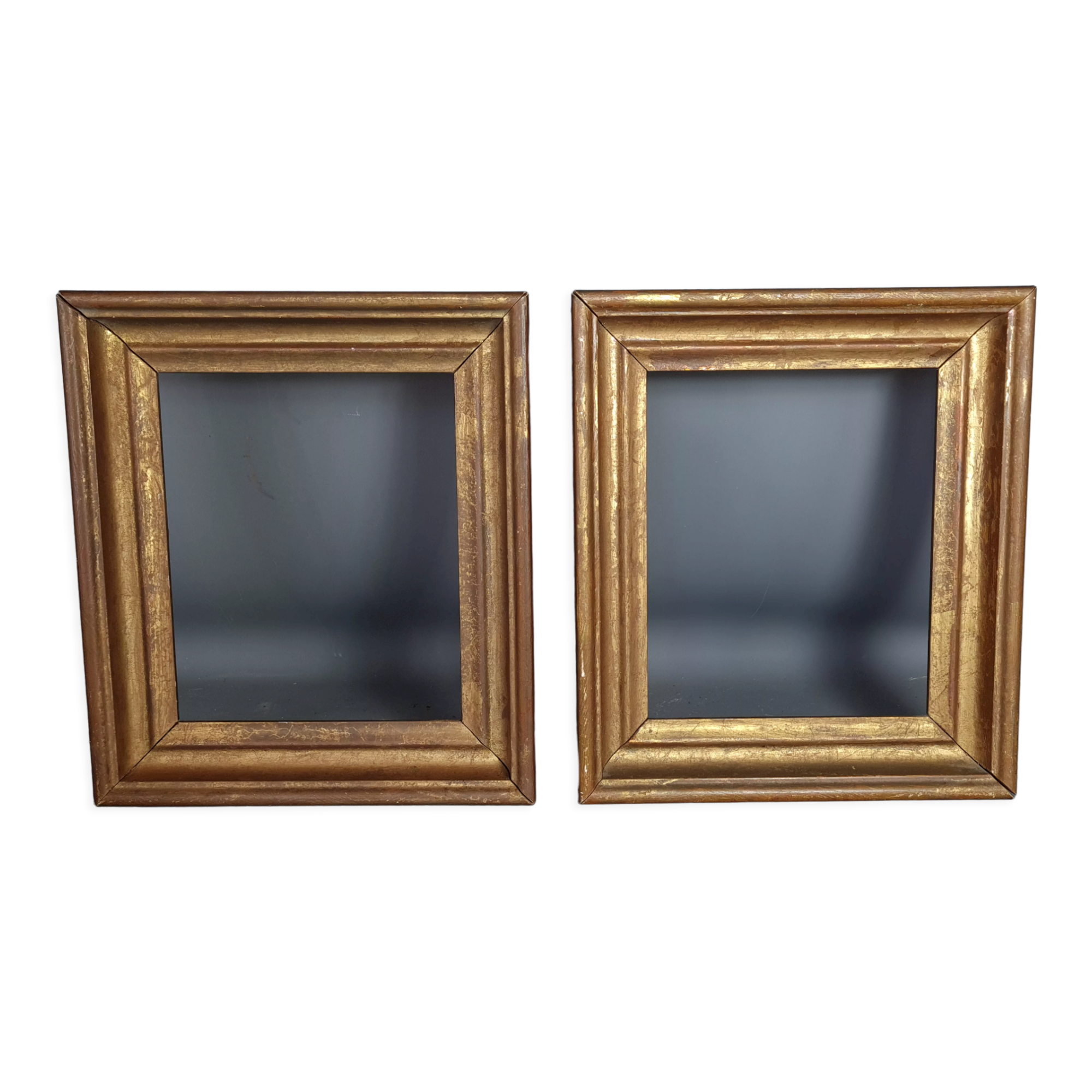 Pair old frames gilded wood gold leaf 26,5x23 cm, foliage 20,5x17 cm SB