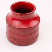 Vintage red ceramic vase by Bitossi, designed by Aldo Londi, Rimini Rosso series.