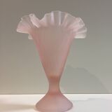 Old Corolle Vase in Pink Frosted Glass Vintage Italian Work Murano Empoli ??