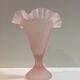 Ancien Vase Corolle en Verre Givré Rose Travail Italien Vintage Murano Empoli ??