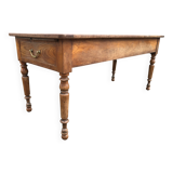 Antique cherry farmhouse table with 2 drawers and 1 pull-out