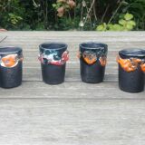 Six vintage glasses in glazed ceramic