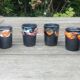 Six vintage glazed ceramic glasses