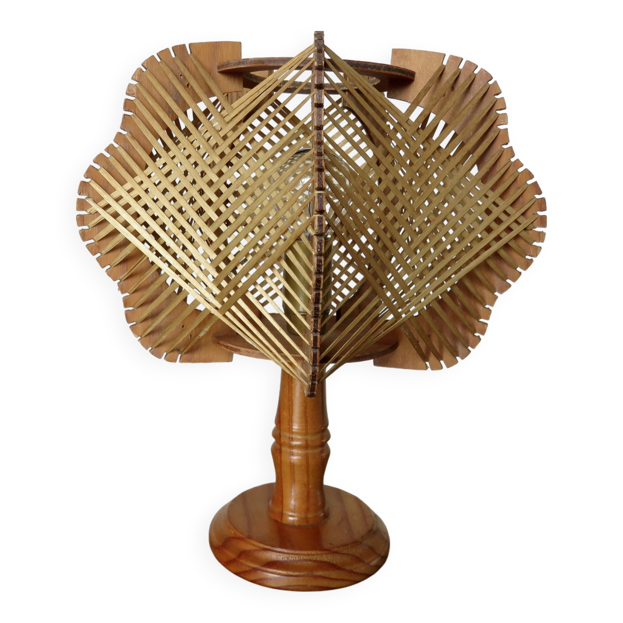 Lampe scandinave en fil et bois, années 60-70