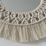 Bohemian mirror in macramé and wooden beads