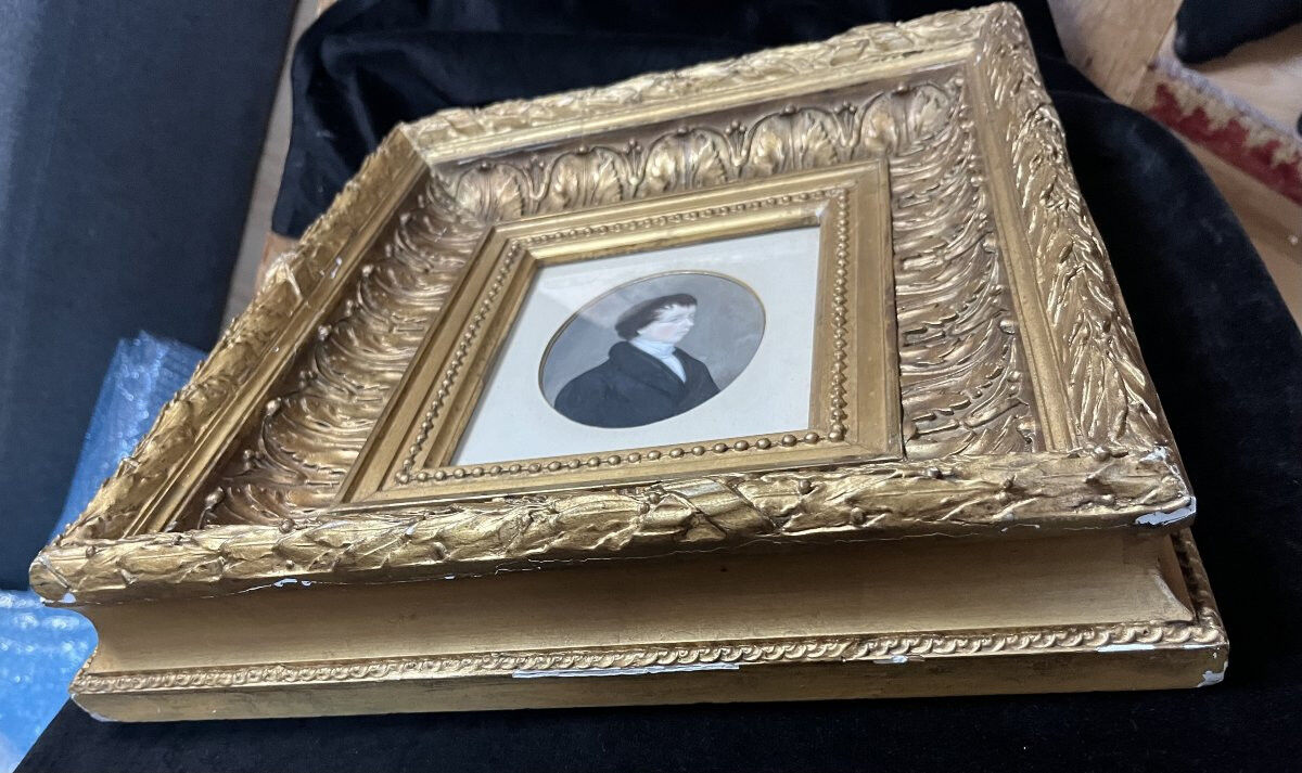 German school (?) of the early 19th century, Portrait of a young man wearing glasses.