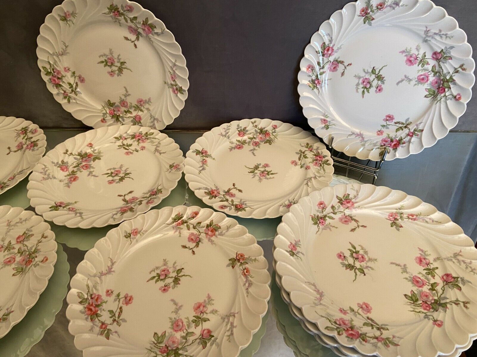16 Limoges porcelain dessert plates signed Haviland décor Sylvie