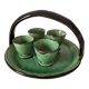 Plateau and its 4 ceramic workshop bowls - green Geneva