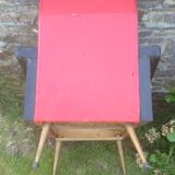 Vintage rockabilly chair in red skai and black metal feet
