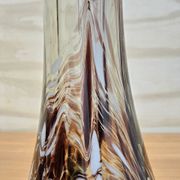 Vintage Murano glass vase, amber/white speckled finger vase