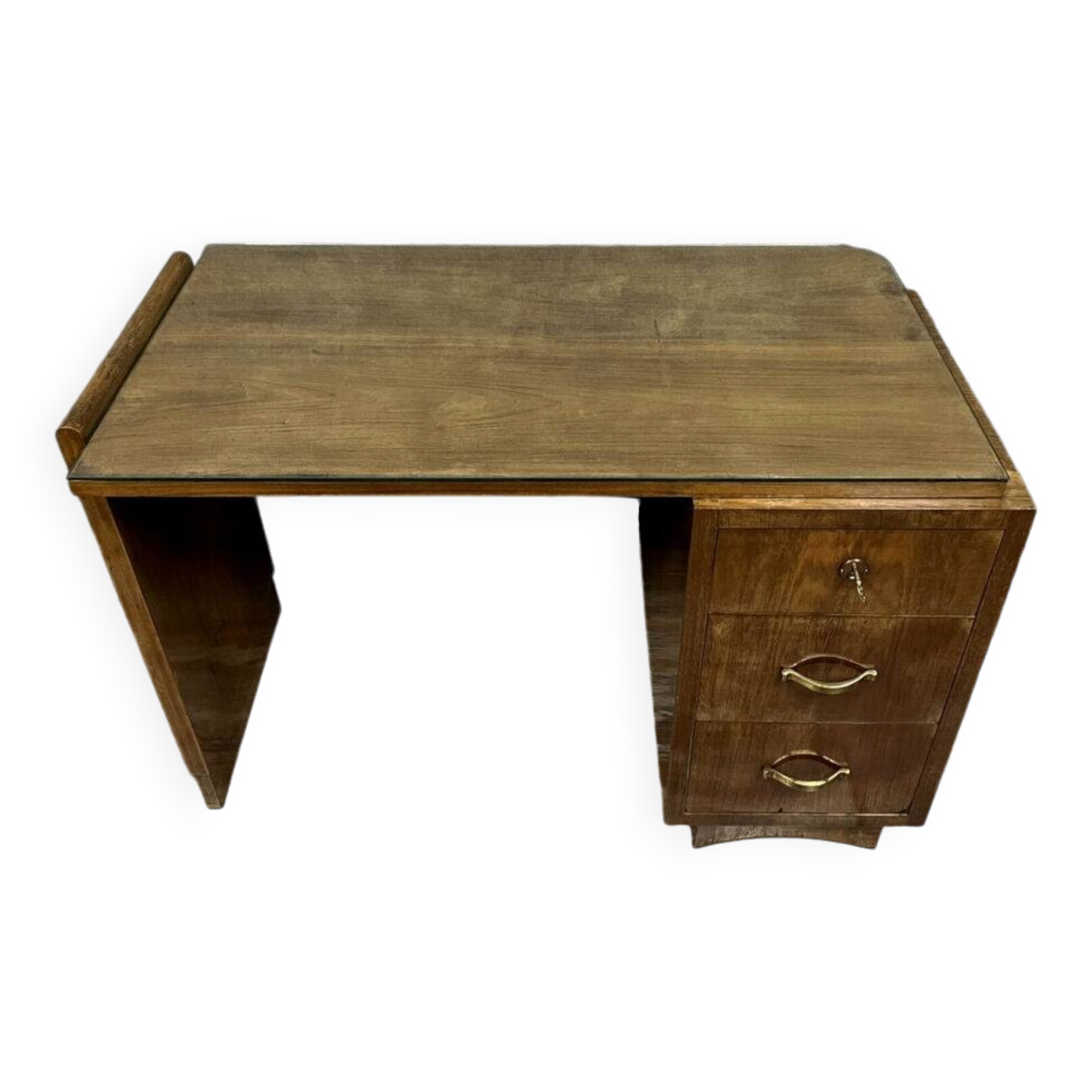 Bureau de centre époque Art Déco en acajou vers 1930