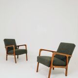 Vintage avocado green granola armchair Scandinavian design 1960s