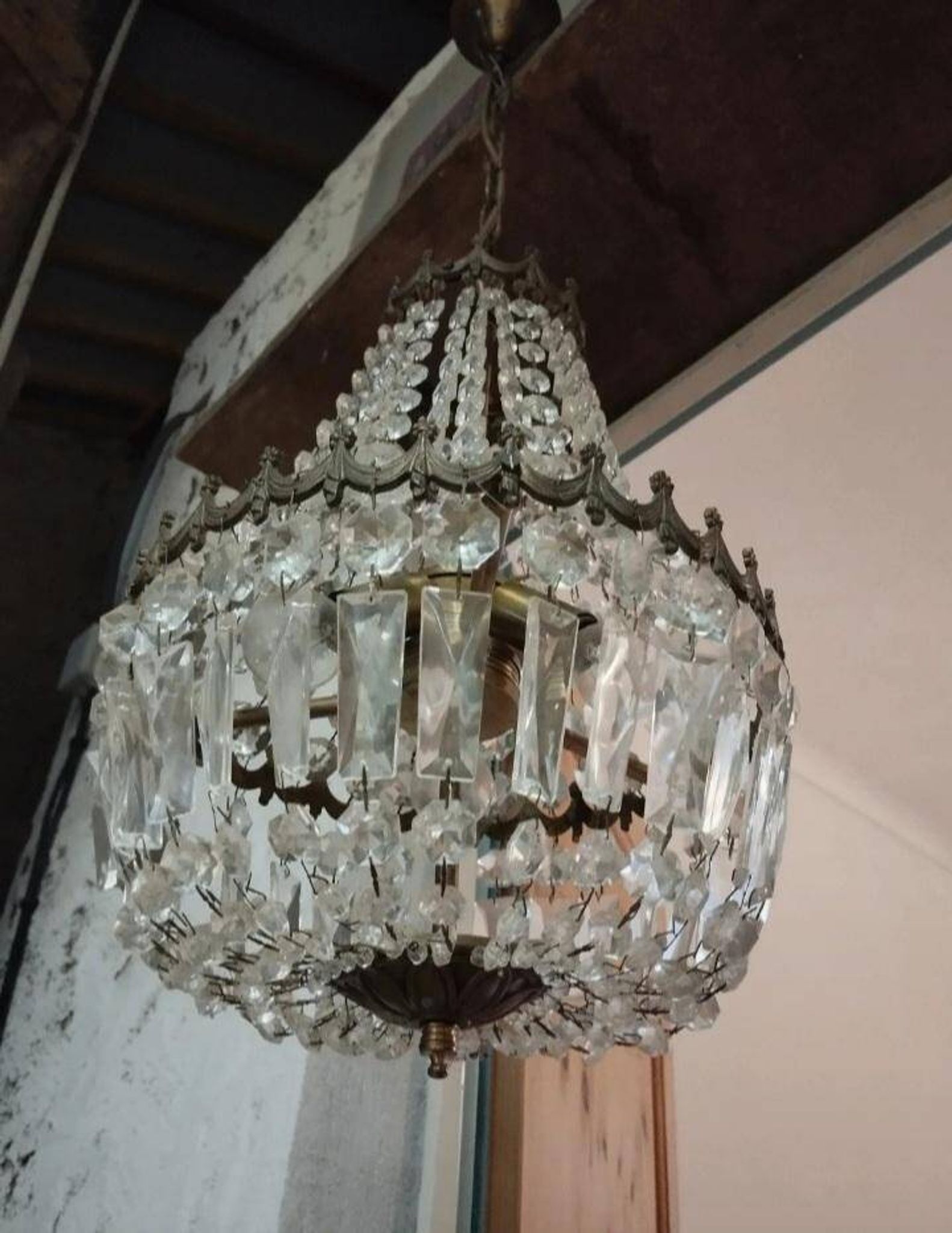 3-light hot air balloon chandelier in bronze with crystal tassels