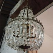 3-light hot air balloon chandelier in bronze with crystal tassels